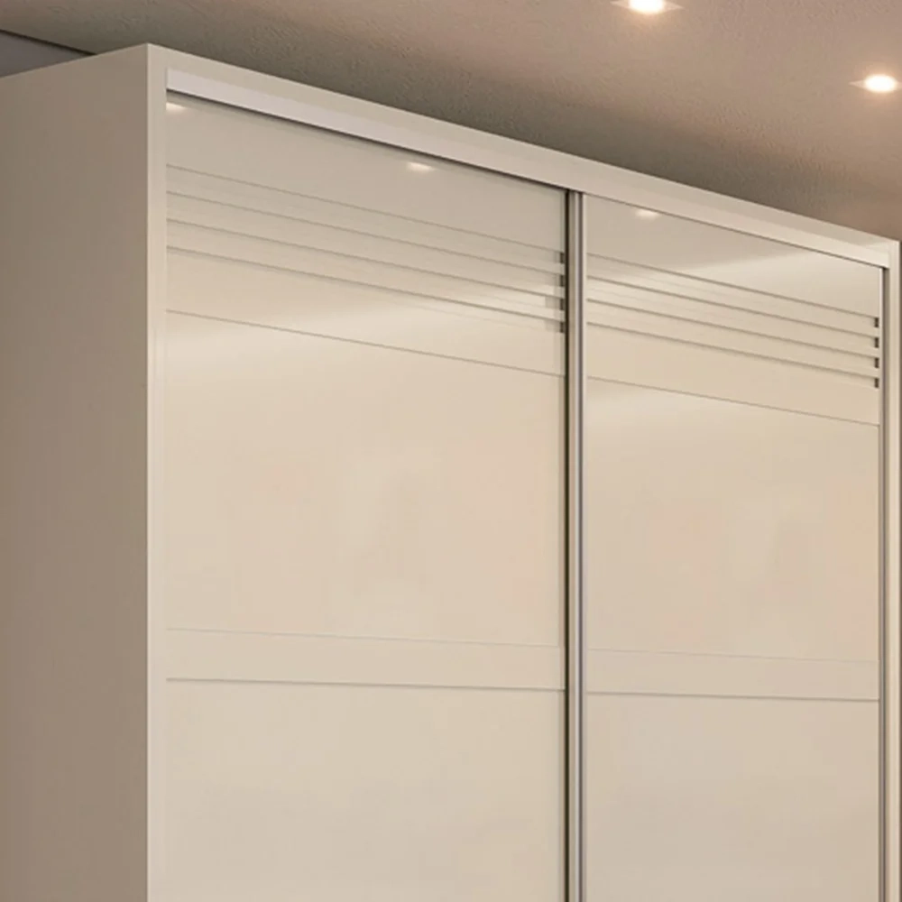 Guarda Roupa Casal 223cm 2 Portas de Correr 100% MDF TW602 Off White - Dalla Costa