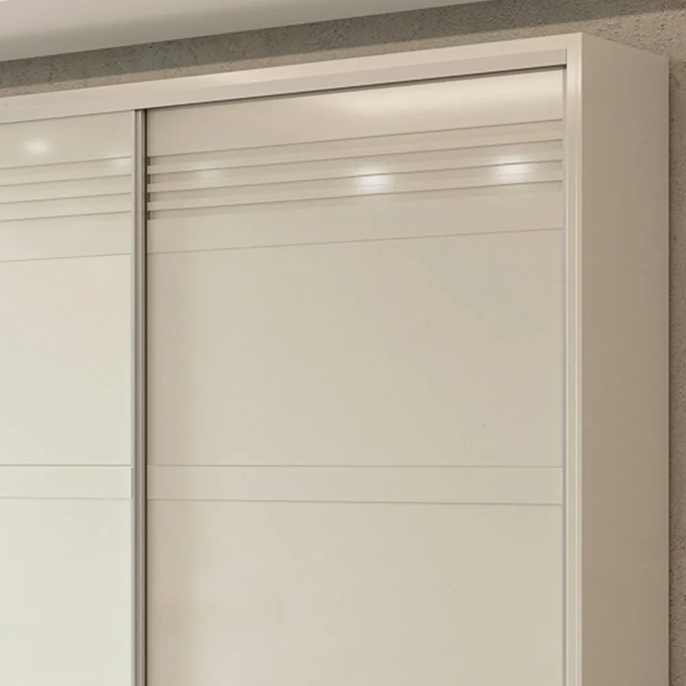 Guarda Roupa Casal 267cm 2 Portas de Correr 100% MDF TW603 Off White - Dalla Costa