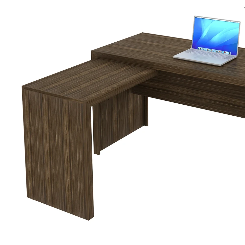 Mesa de Canto Para Escritório 3 Gavetas ME4106 Nogal - Tecno Mobili