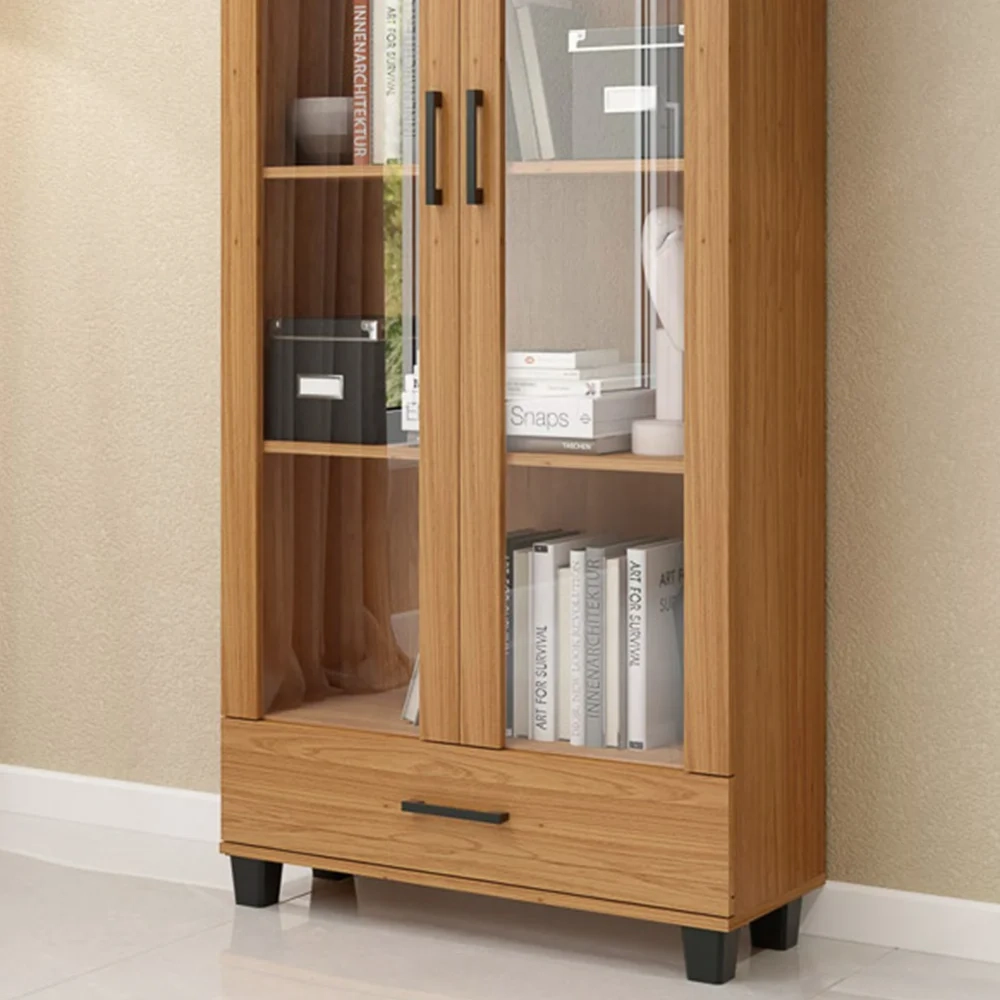 Estante Livreiro Alta 100% MDF Estilo Industrial 2 Portas C58 Freijó - Pradel