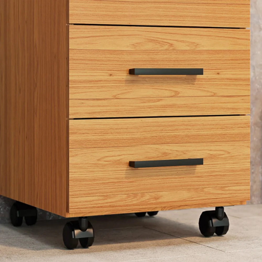 Gaveteiro Com Rodízios 3 Gavetas Estilo Industrial F16 Freijó - Pradel