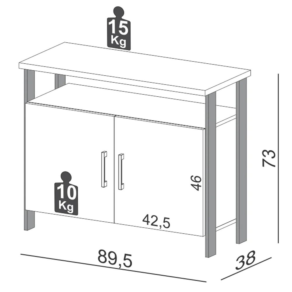 Balcão Para Escritório Estilo Industrial F32 Freijó/Preto Fosco - Pradel