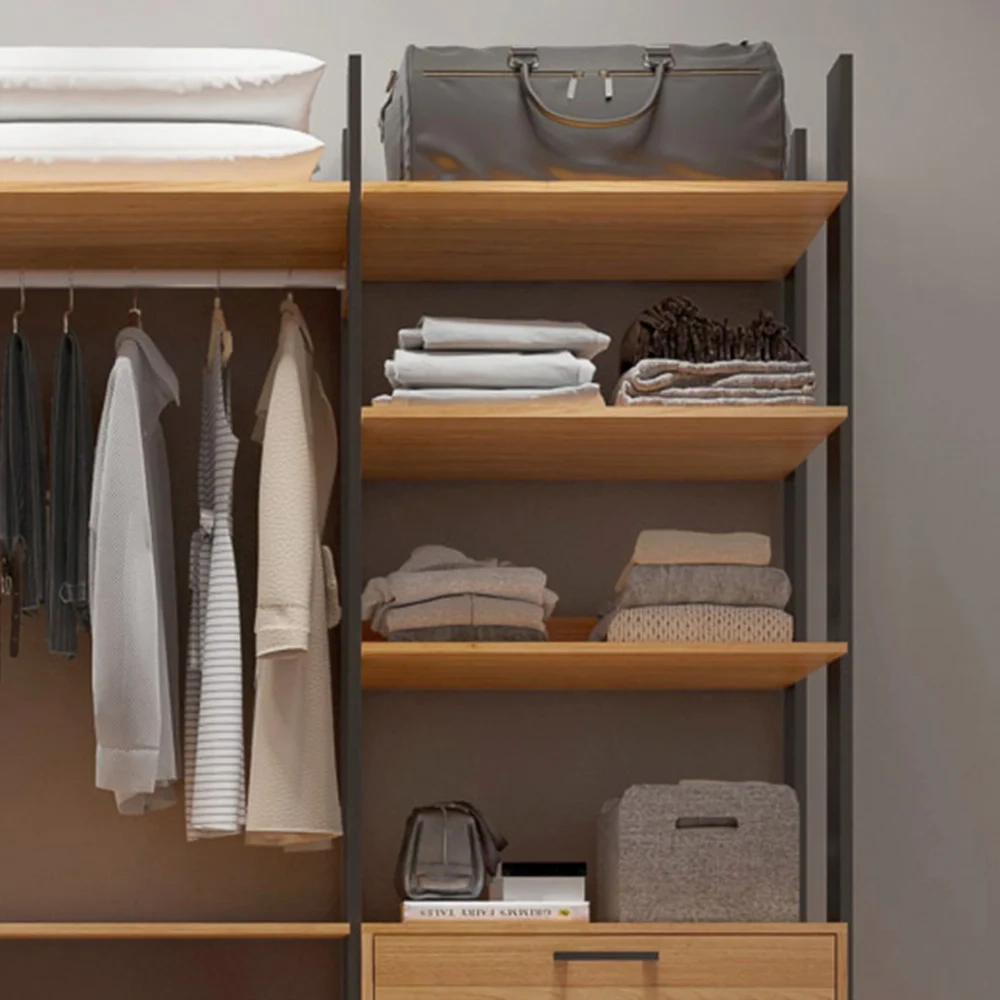 Guarda Roupa Closet Industrial 217cm 4 Gavetas 100% MDF TW404 Freijó/Preto Fosco - Pradel