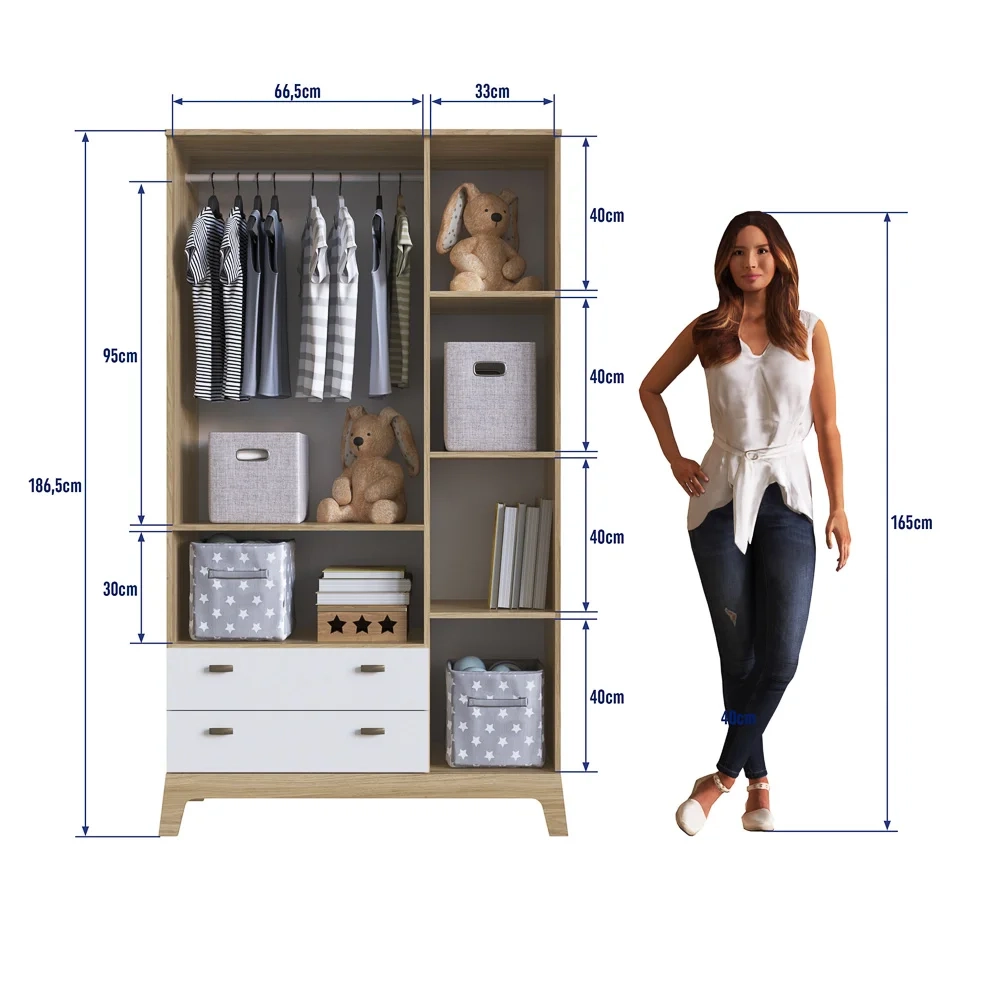 Guarda Roupa Infantil 108cm 3 Portas 2 Gavetas Favo de Mel 006 Itapuã/Branco - Completa Móveis