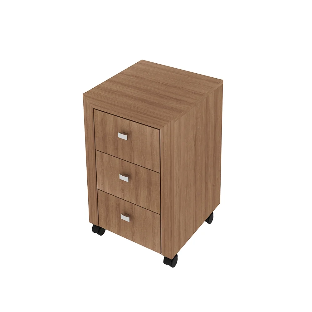 Gaveteiro 3 Gavetas Com Rodízios ME4108 Amêndoa - Tecno Mobili