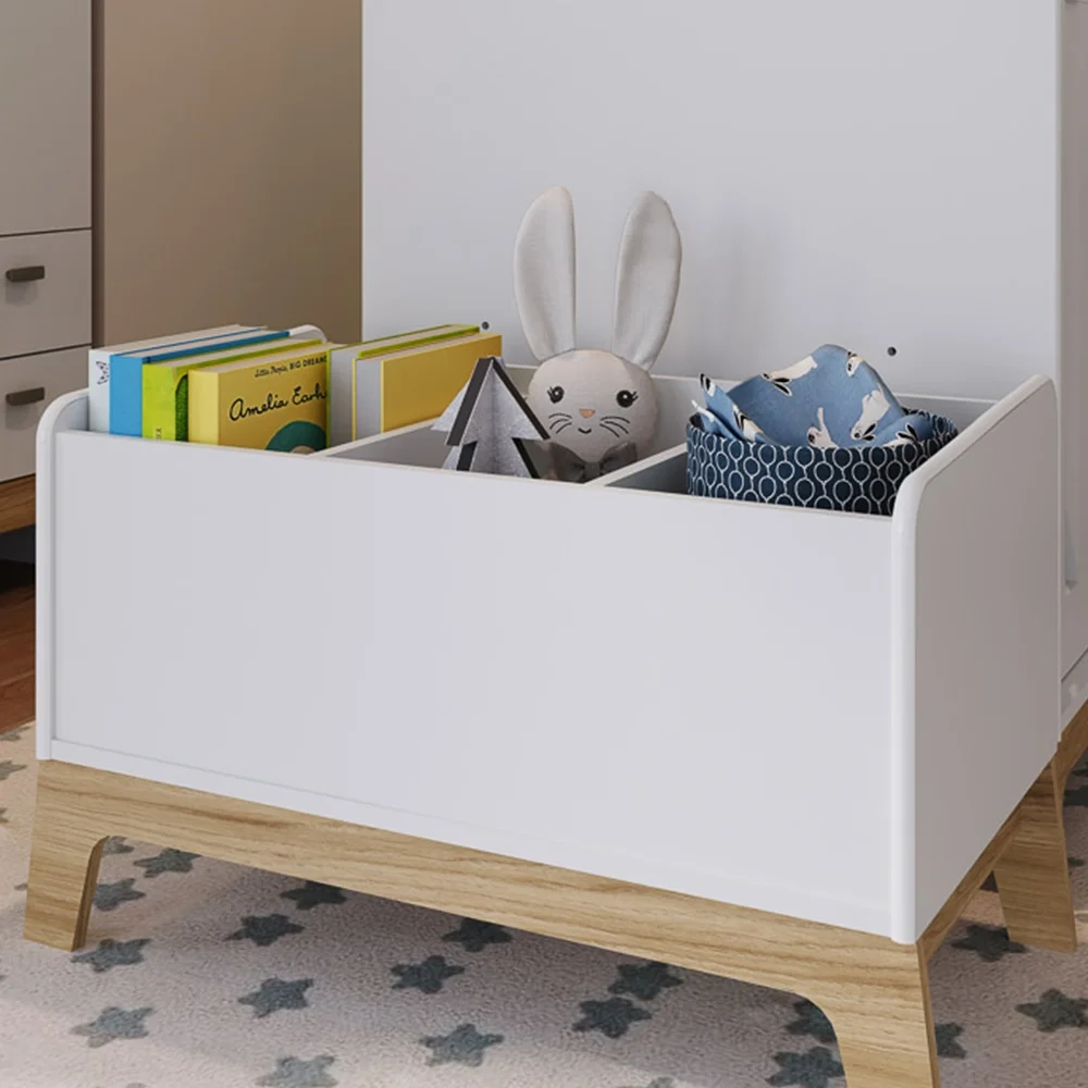 Caixa Organizadora de Brinquedos 3 Nichos 74cm Favo de Mel 010 Branco - Completa Móveis