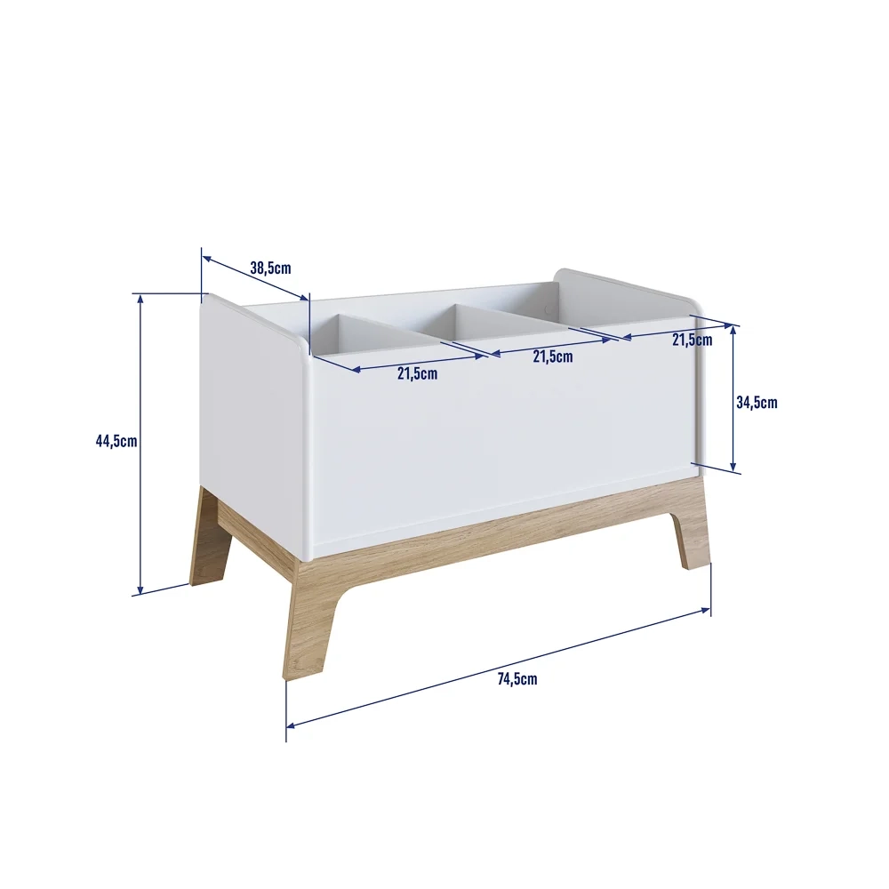 Caixa Organizadora de Brinquedos 3 Nichos 74cm Favo de Mel 010 Branco - Completa Móveis