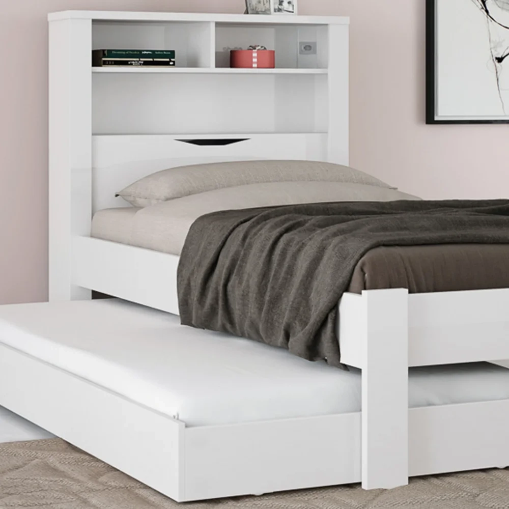 Bicama Solteiro Baú Com Nicho e Cama Auxiliar Invicta Branco - Santos Andirá