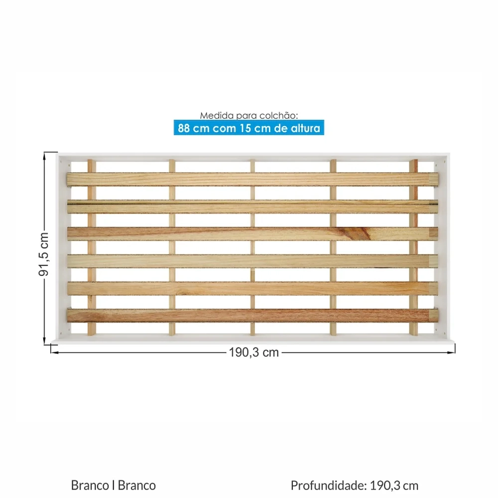 Cama Auxiliar Solteiro Branco - Santos Andirá