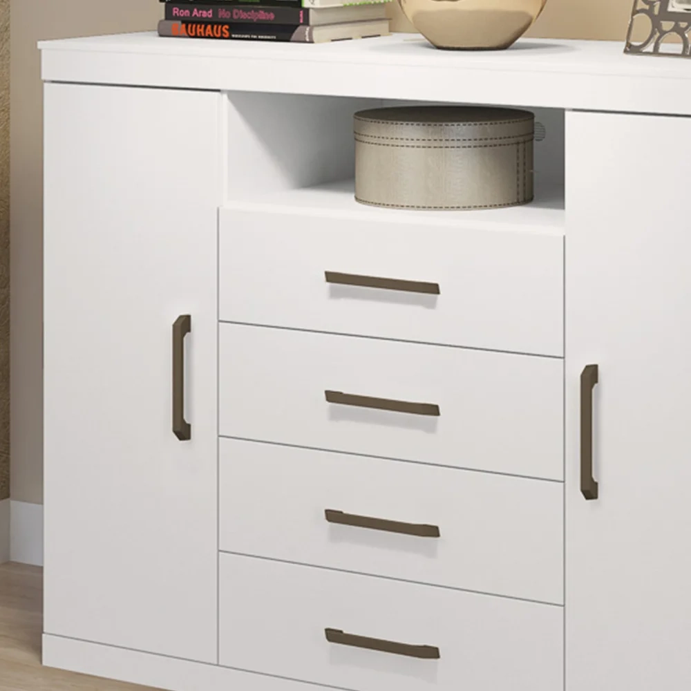 Cômoda 2 Portas 4 Gavetas Master Branco - Santos Andirá
