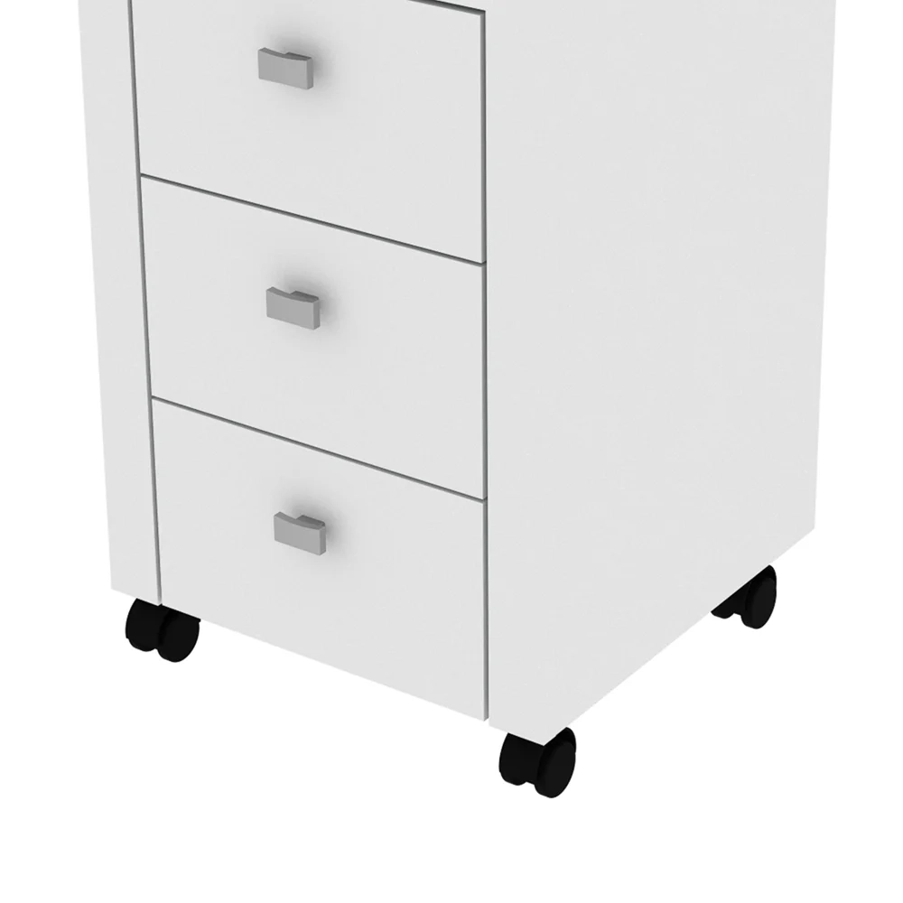 Gaveteiro 3 Gavetas Com Rodízios ME4108 Branco - Tecno Mobili