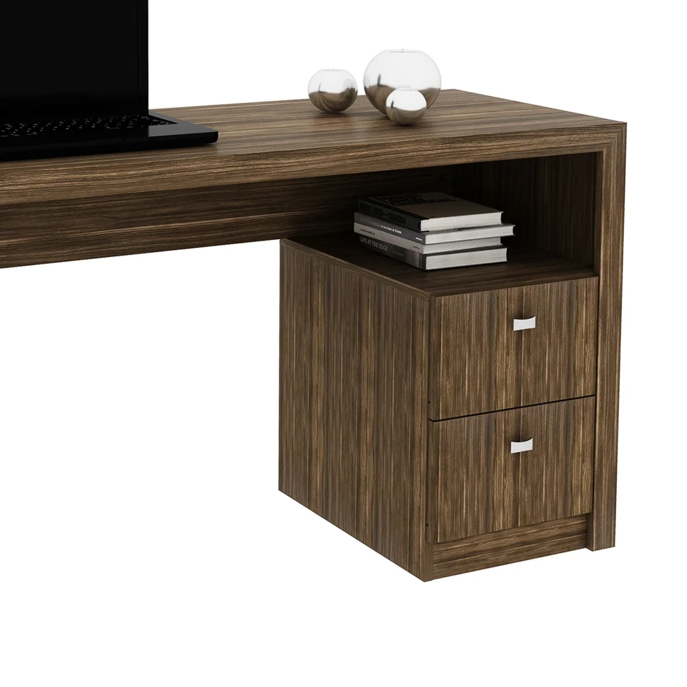 Mesa Para Computador Escrivaninha 2 Gavetas ME4130 Nogal - Tecno Mobili