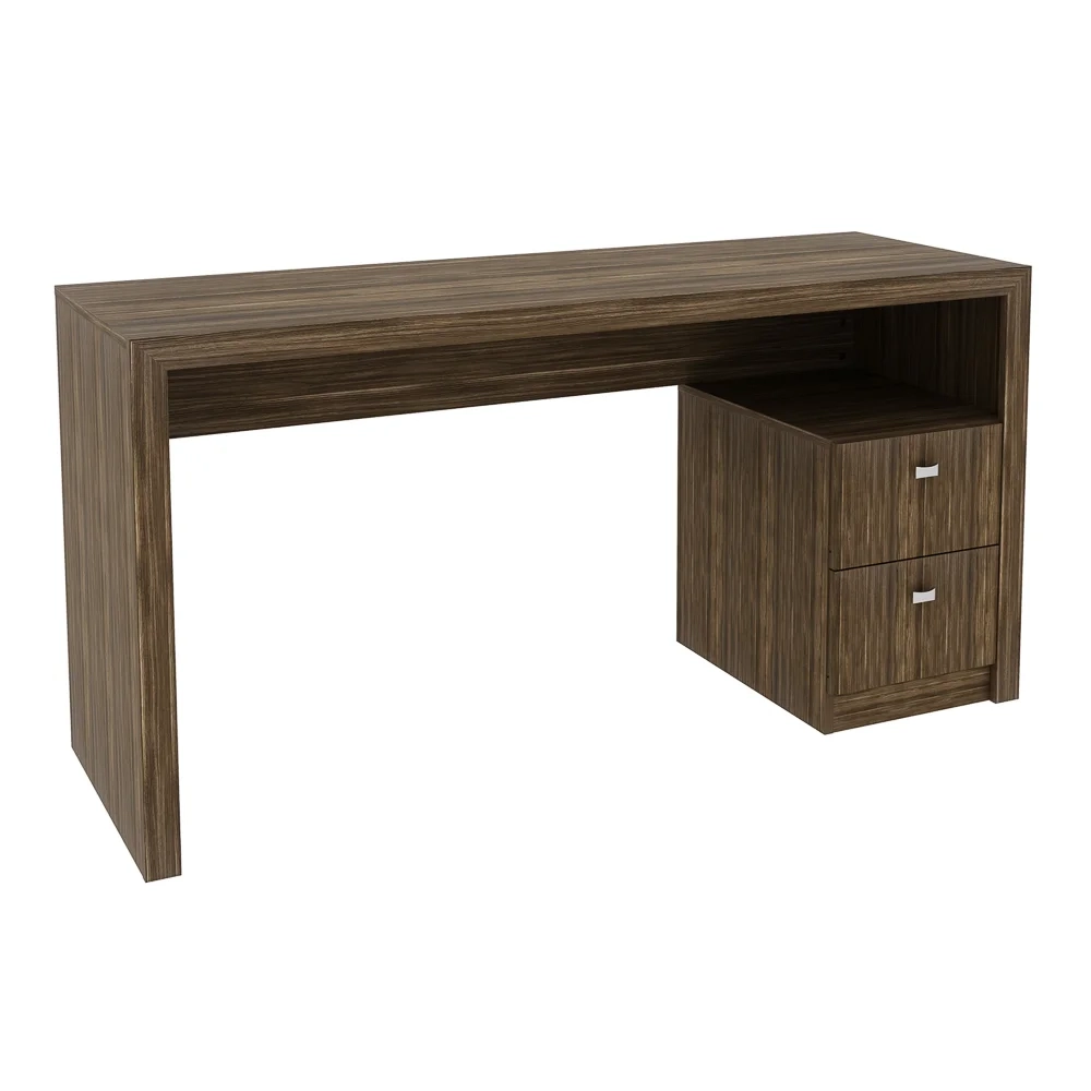 Mesa Para Computador Escrivaninha 2 Gavetas ME4130 Nogal - Tecno Mobili