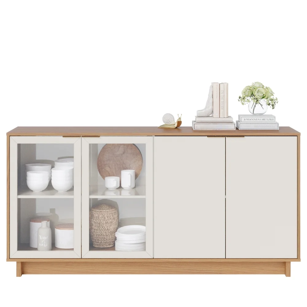 Balcão Aparador Buffet Vicky C05 Freijó/Off White - Mpozenato