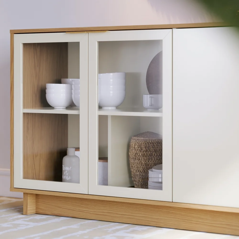 Balcão Aparador Buffet Vicky C05 Freijó/Off White - Mpozenato