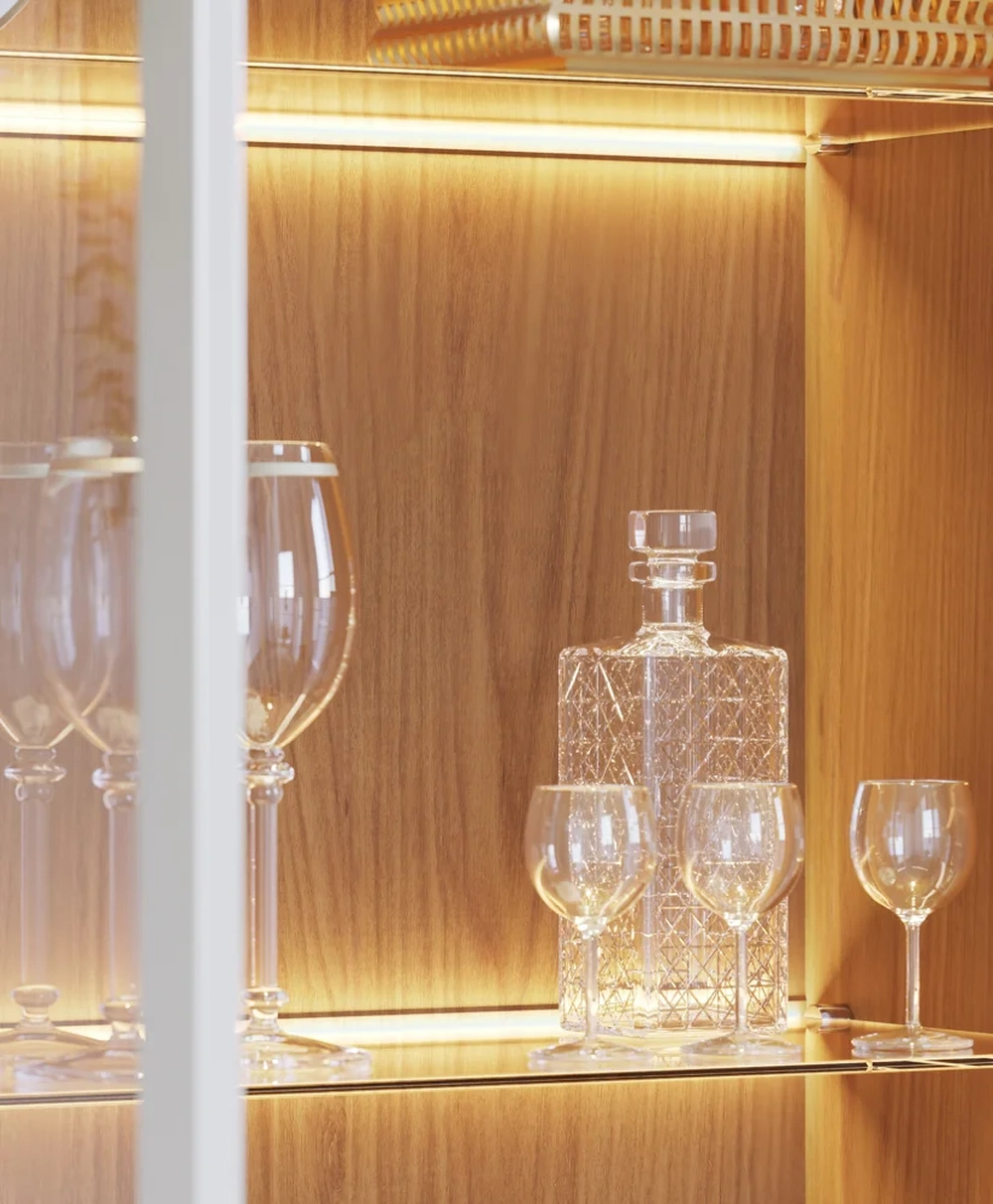 Cristaleira Adega 2 Portas 1 Gaveta Tijuca C05 Off White/Freijó - Mpozenato