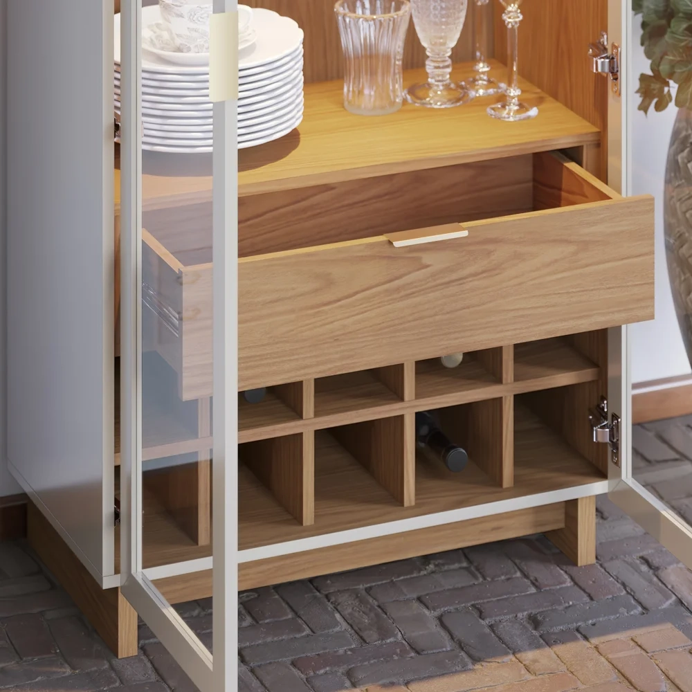 Cristaleira Adega 2 Portas 1 Gaveta Tijuca C05 Off White/Freijó - Mpozenato