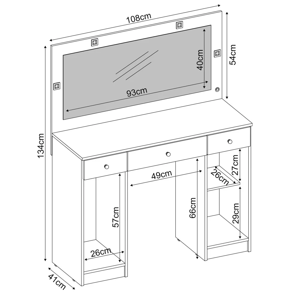 Penteadeira Camarim Com Espelho 2 Portas 3 Gavetas Carisma D02 Branco - Mpozenato