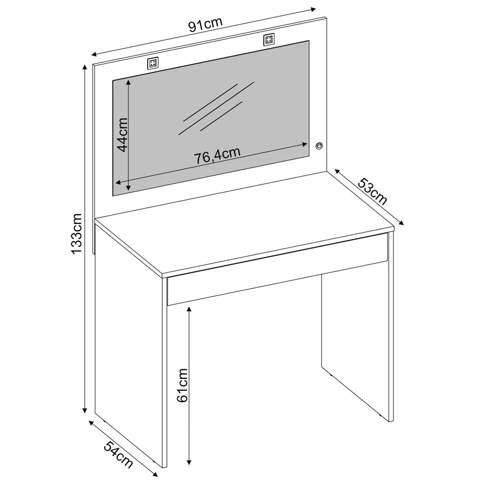 Penteadeira Camarim Com Espelho 2 Portas 3 Gavetas e Banqueta Atraente D02 Branco - Mpozenato