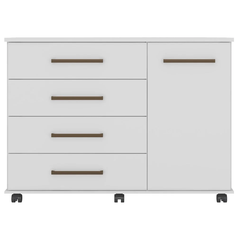 Cômoda Para Quarto 1 Porta 4 Gavetas Flora D02 Branco - Mpozenato