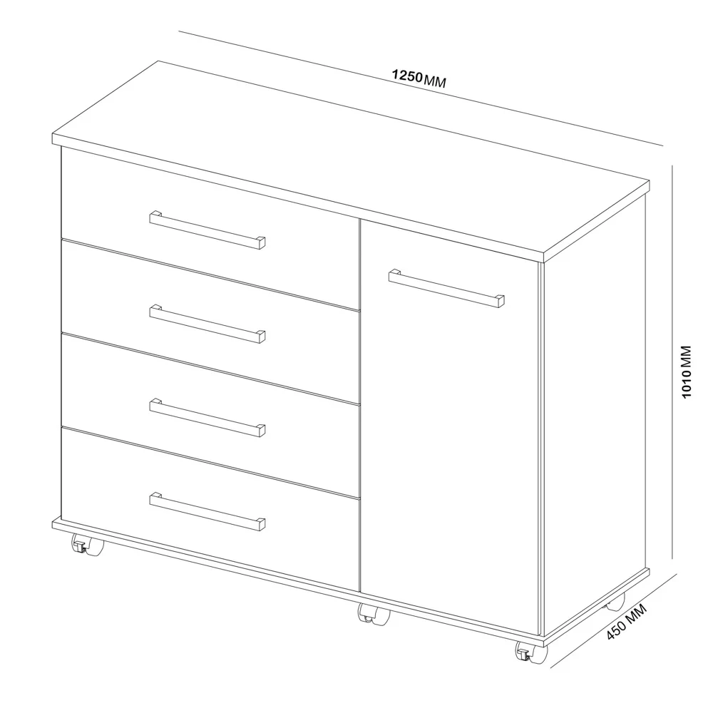 Cômoda Para Quarto 1 Porta 4 Gavetas Flora D02 Amendola Touch - Mpozenato