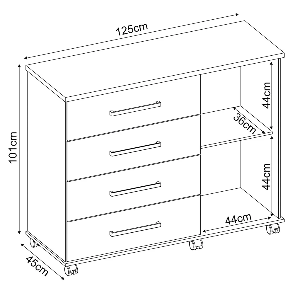 Cômoda Para Quarto 1 Porta 4 Gavetas Flora D02 Amendola Touch - Mpozenato