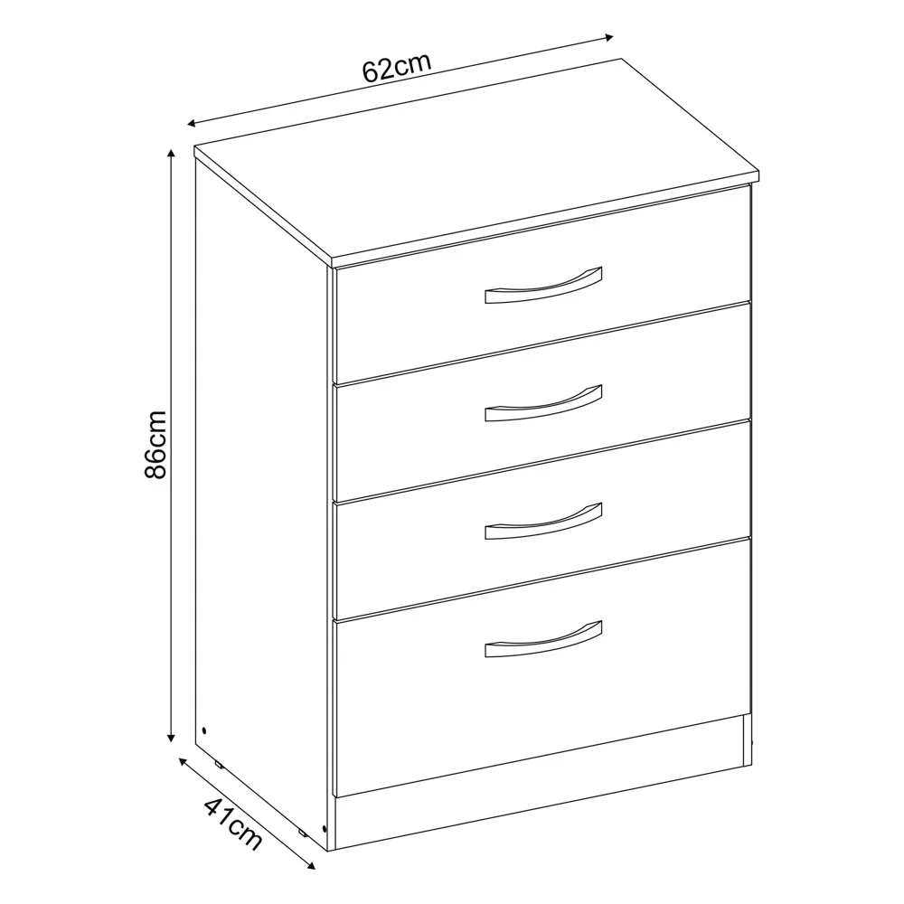 Cômoda Para Quarto 4 Gavetas Astral 02 Branco - Mpozenato