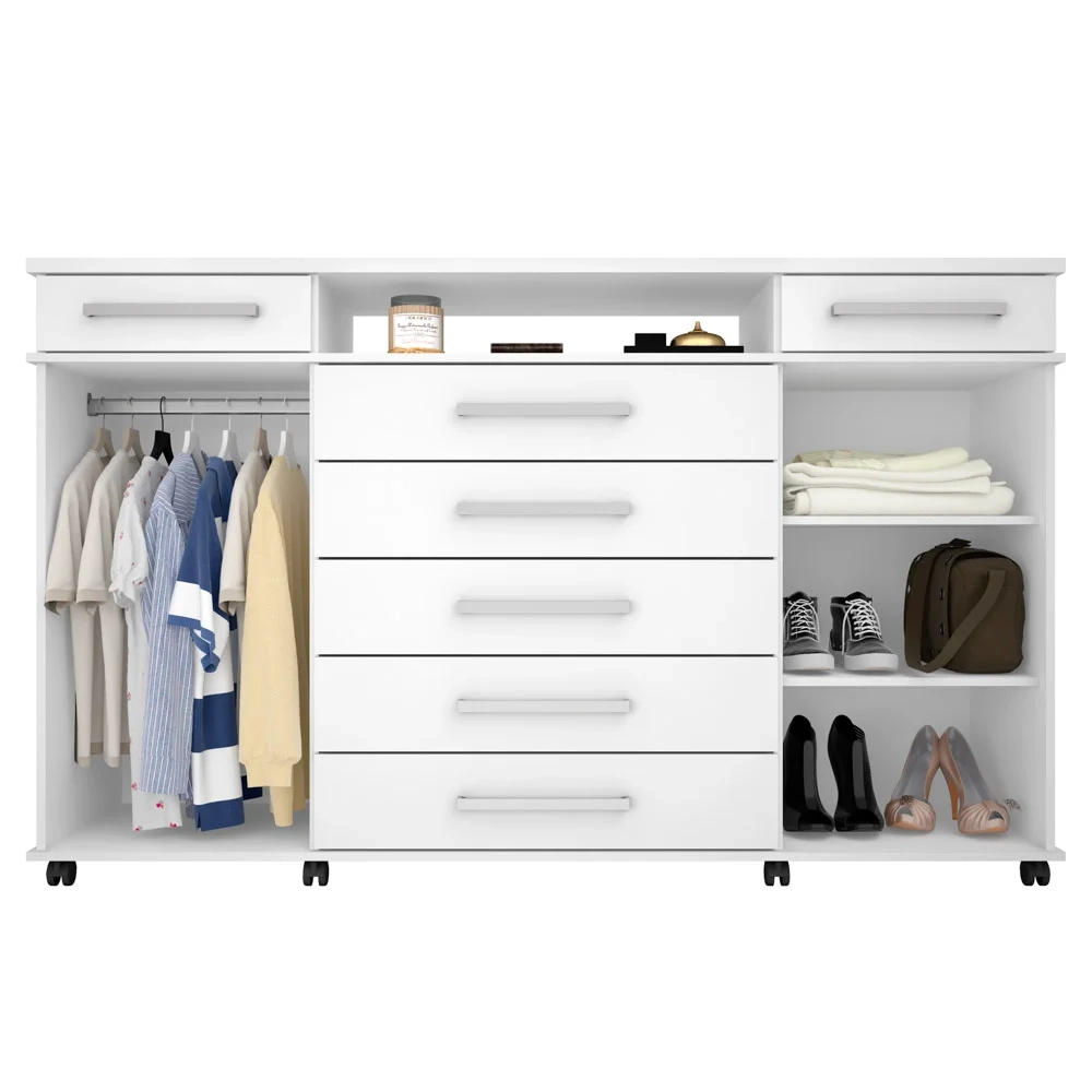 Cômoda Para Quarto 2 Portas 7 Gavetas London D02 Branco - Mpozenato