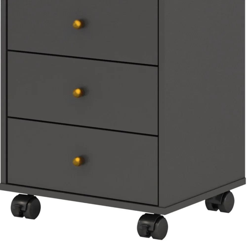 Gaveteiro Office 4 Gavetas Com Rodízios Presence D02 Grafito - Mpozenato