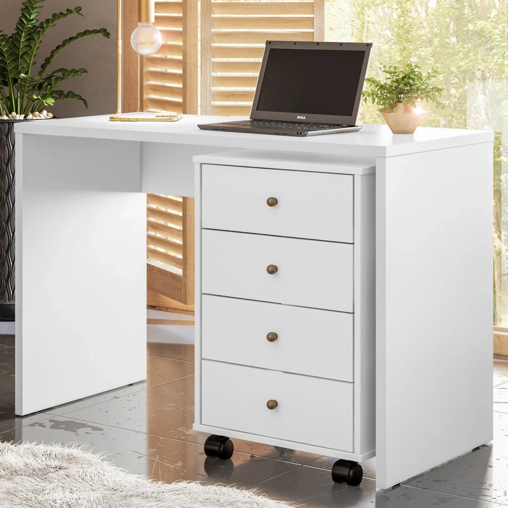 Gaveteiro Office 4 Gavetas Com Rodízios Presence D02 Branco - Mpozenato