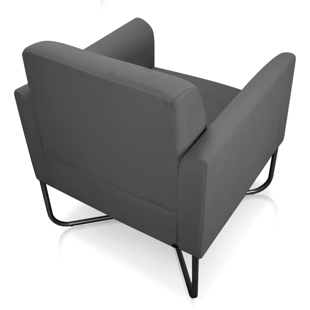 Poltrona Decorativa Base Industrial X Preta Maressa S08 Suede Grafite - Ibiza