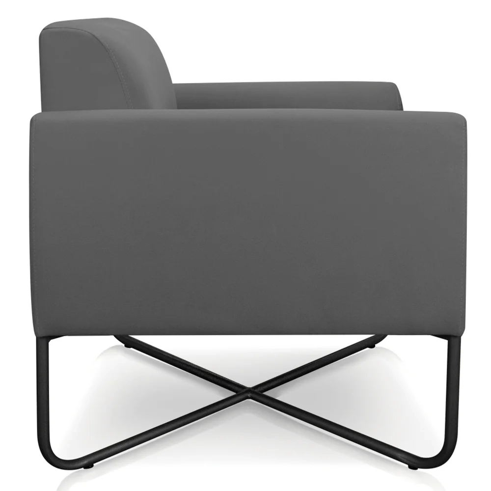 Poltrona Decorativa Base Industrial X Preta Maressa S08 Suede Grafite - Ibiza