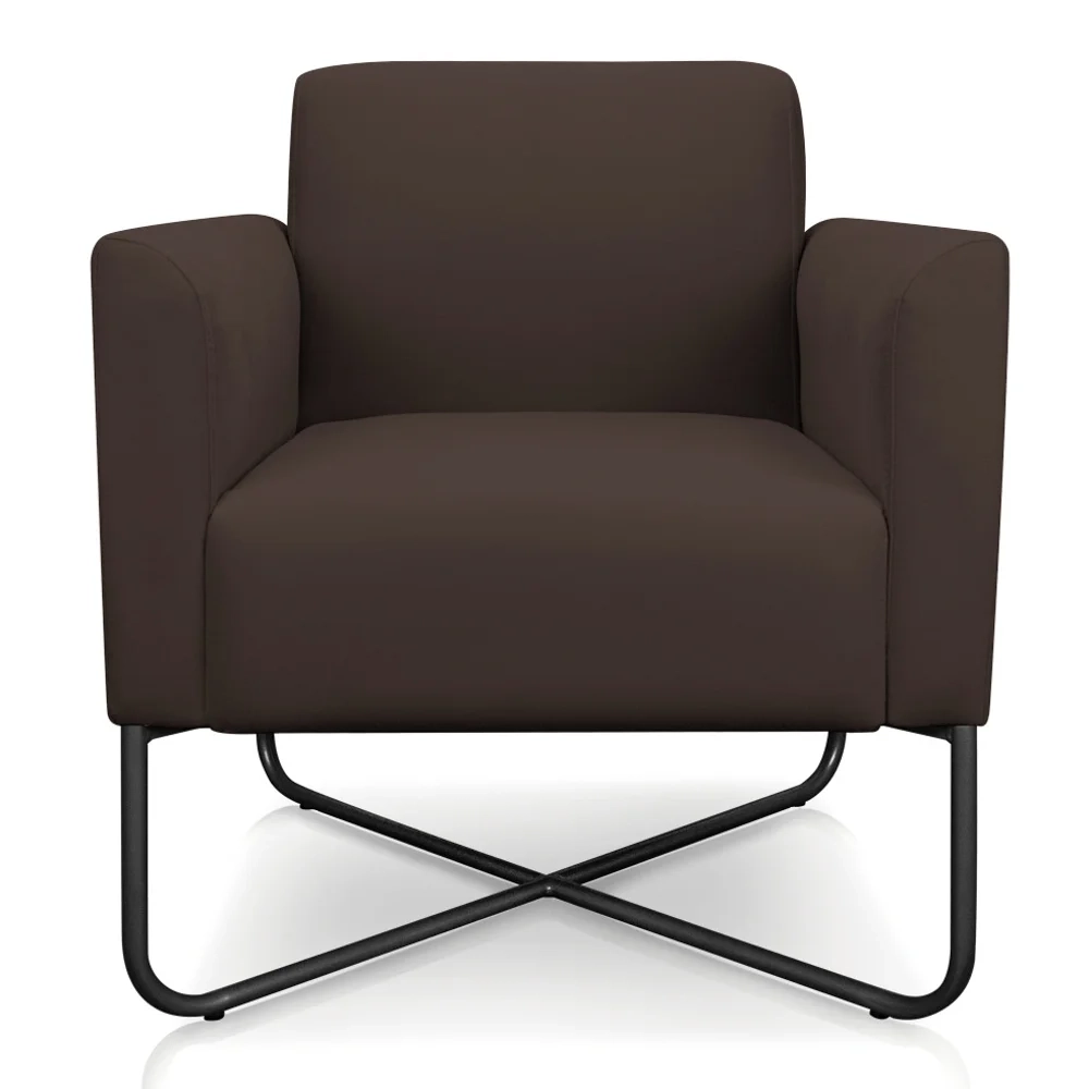 Poltrona Decorativa Base Industrial X Preta Maressa S06 Suede Marrom - Ibiza