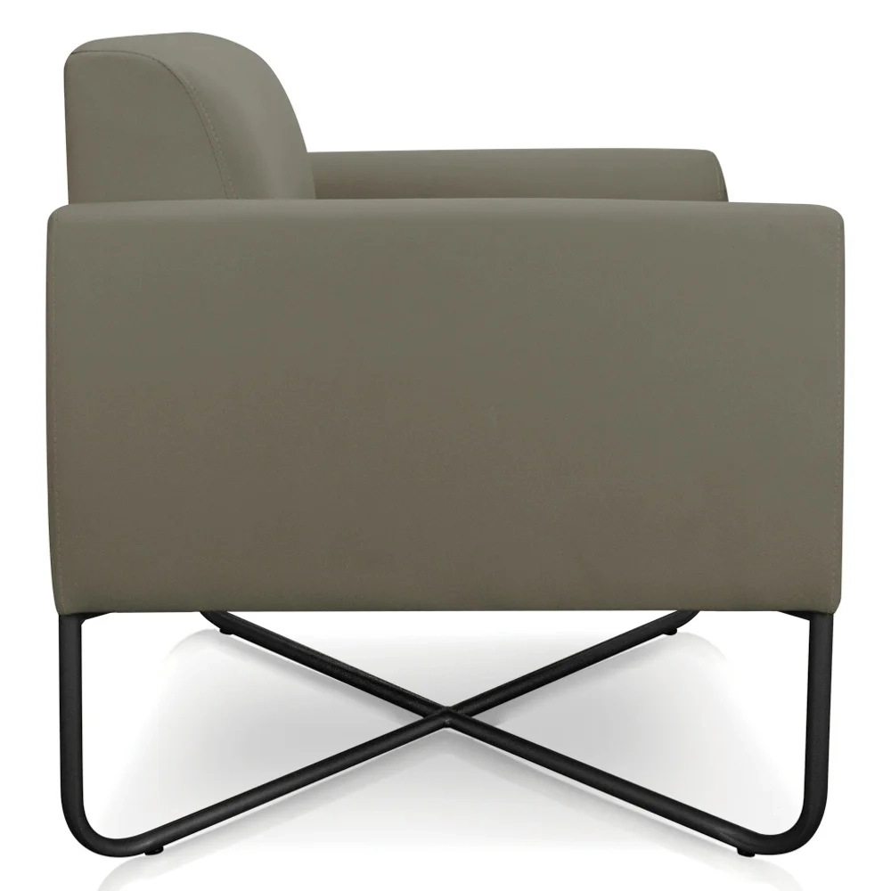 Poltrona Decorativa Base Industrial X Preta Maressa S12 Suede Marrom Rato - Ibiza