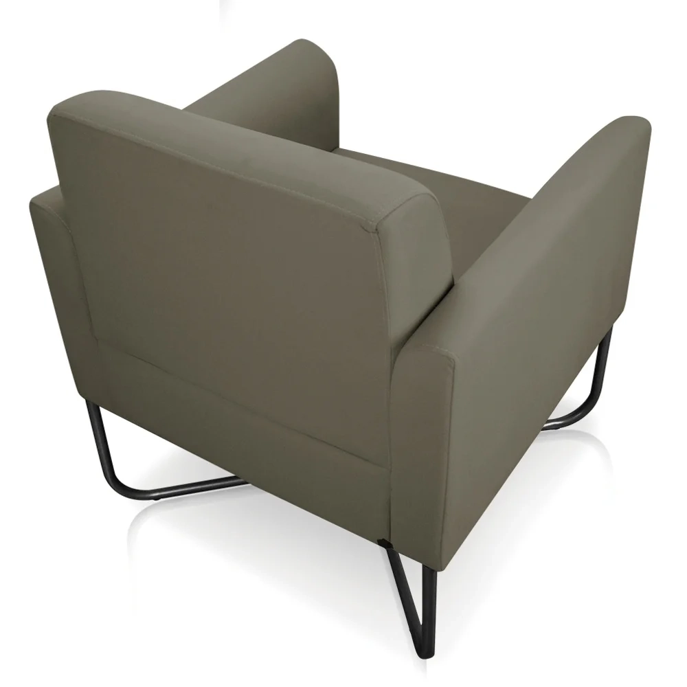 Poltrona Decorativa Base Industrial X Preta Maressa S12 Suede Marrom Rato - Ibiza