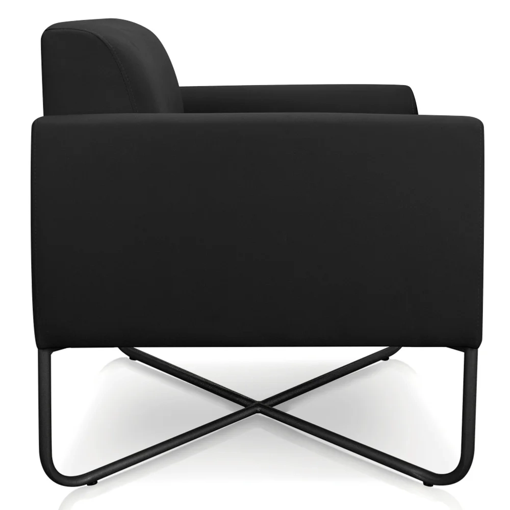 Poltrona Decorativa Base Industrial X Preta Maressa S07 Suede Preto - Ibiza