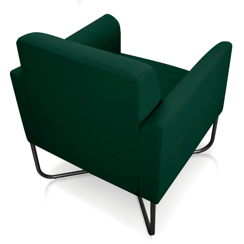 Poltrona Decorativa Base Industrial X Preta Maressa S23 Suede Verde - Ibiza