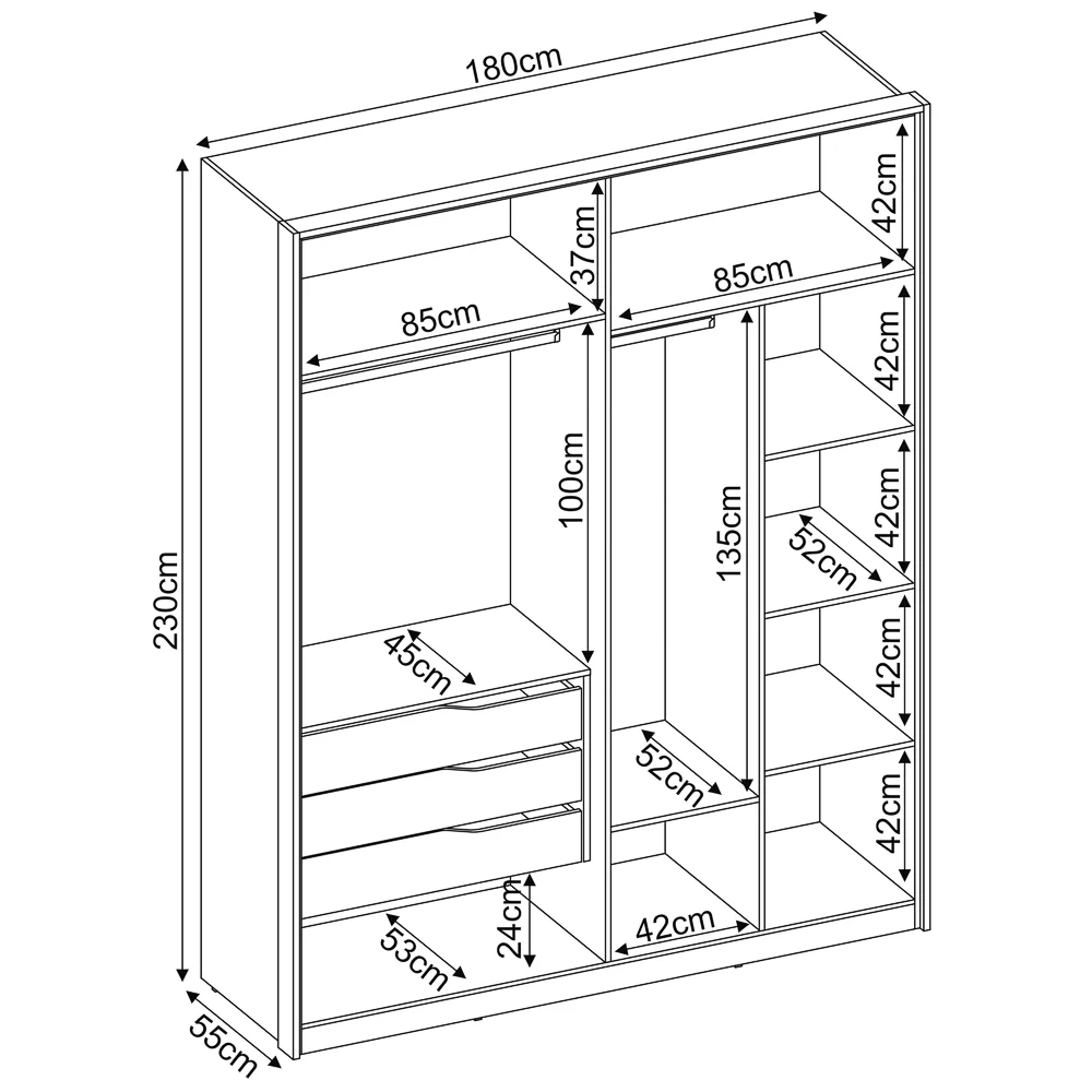 Guarda Roupa Casal 4 Portas 3 Gavetas Attore D02 Amendola Touch - Mpozenato
