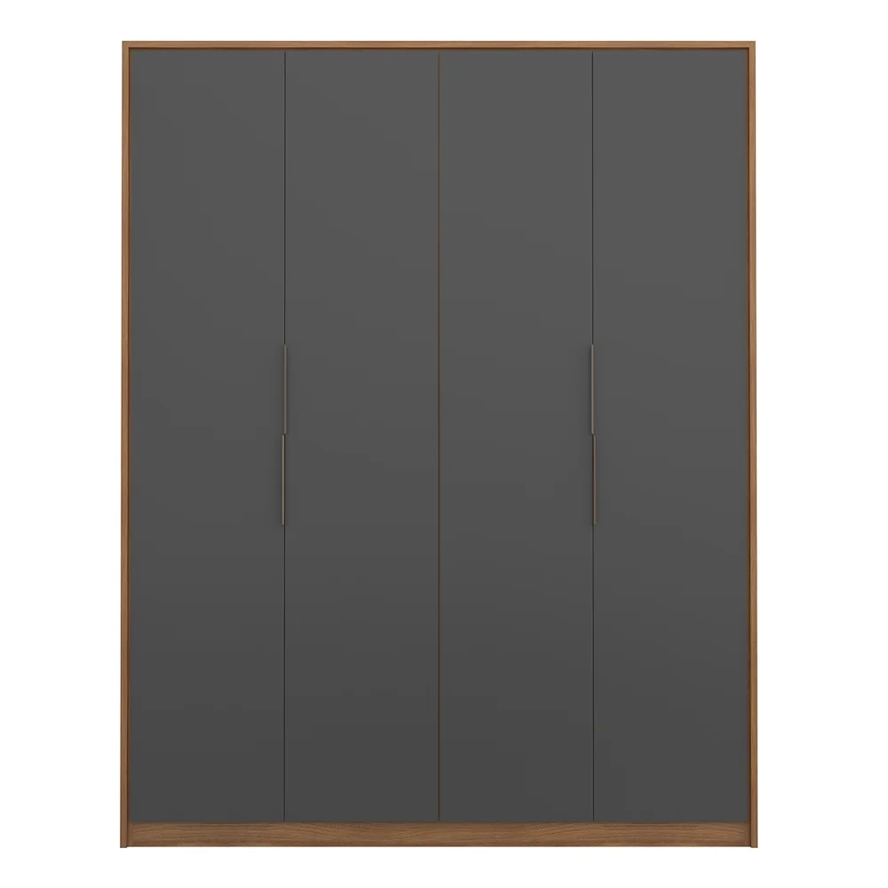 Guarda Roupa Casal 4 Portas 3 Gavetas Attore D02 Amendola/Grafito - Mpozenato