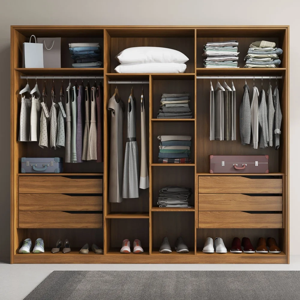 Guarda Roupa Casal 6 Portas 6 Gavetas Atrice D02 Amendola/Grafito - Mpozenato