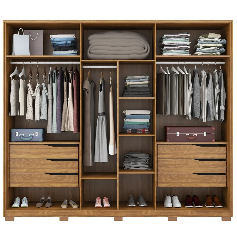 Guarda Roupa Casal Com Pés 6 Portas 6 Gavetas Atrice D02 Amendola/Grafito - Mpozenato