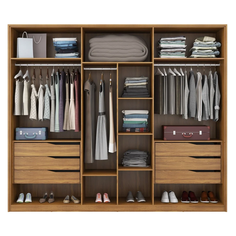 Guarda Roupa Casal 6 Portas 2 Com Espelhos 6 Gavetas Atrice D02 Amendola Touch - Mpozenato