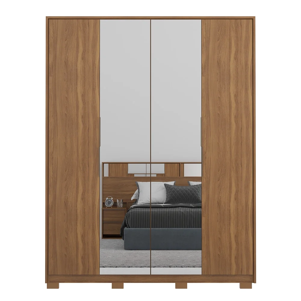 Guarda Roupa Casal Com Pés 4 Portas 2 Com Espelhos Attore D02 Amendola Touch - Mpozenato