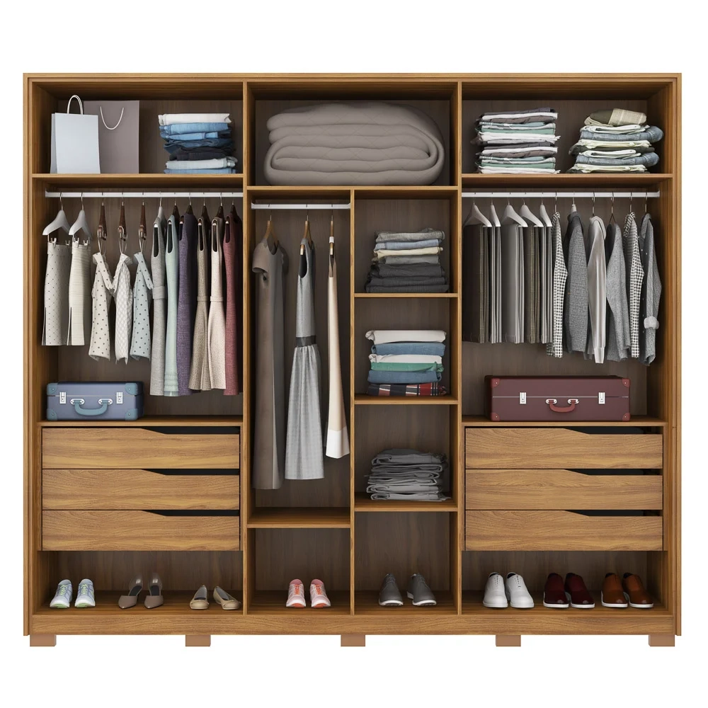 Guarda Roupa Casal Com Pés 6 Portas 2 Com Espelhos 6 Gavetas Atrice D02 Amendola Touch - Mpozenato