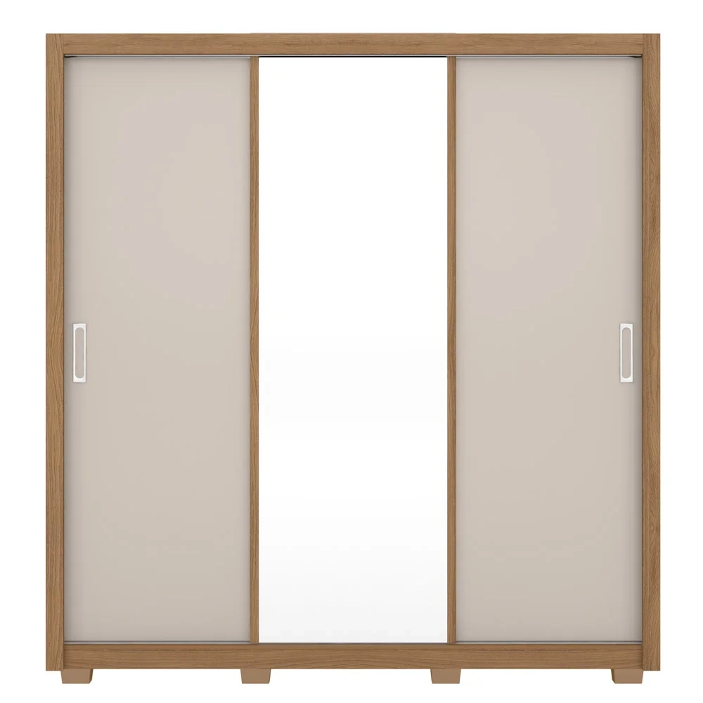 Guarda Roupa 3 Portas 2 Gavetas Com Pés Quadrado Residence D02 Amendola/Off White - Mpozenato