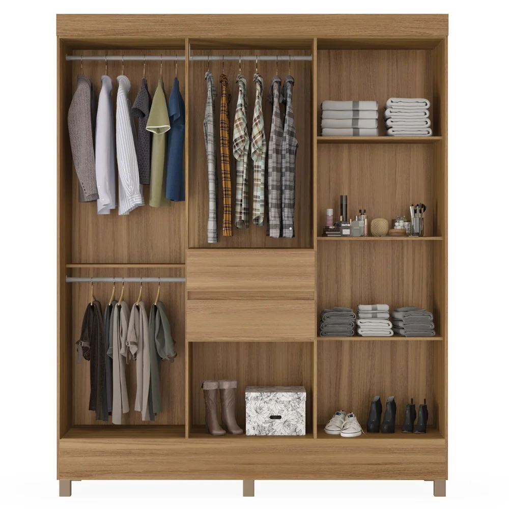 Guarda Roupa Casal 8 Portas 2 Com Espelho Elite 2 Gavetas Munique D02 Amendola Touch - Mpozenato