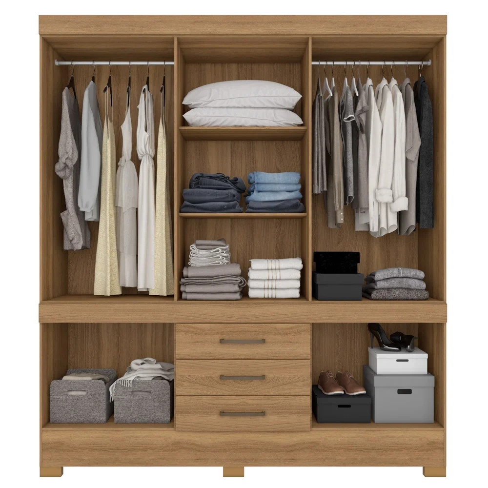 Guarda Roupa Casal 10 Portas 2 Com Espelho Elite 3 Gavetas New Murano D02 Amendola Touch - Mpozenato