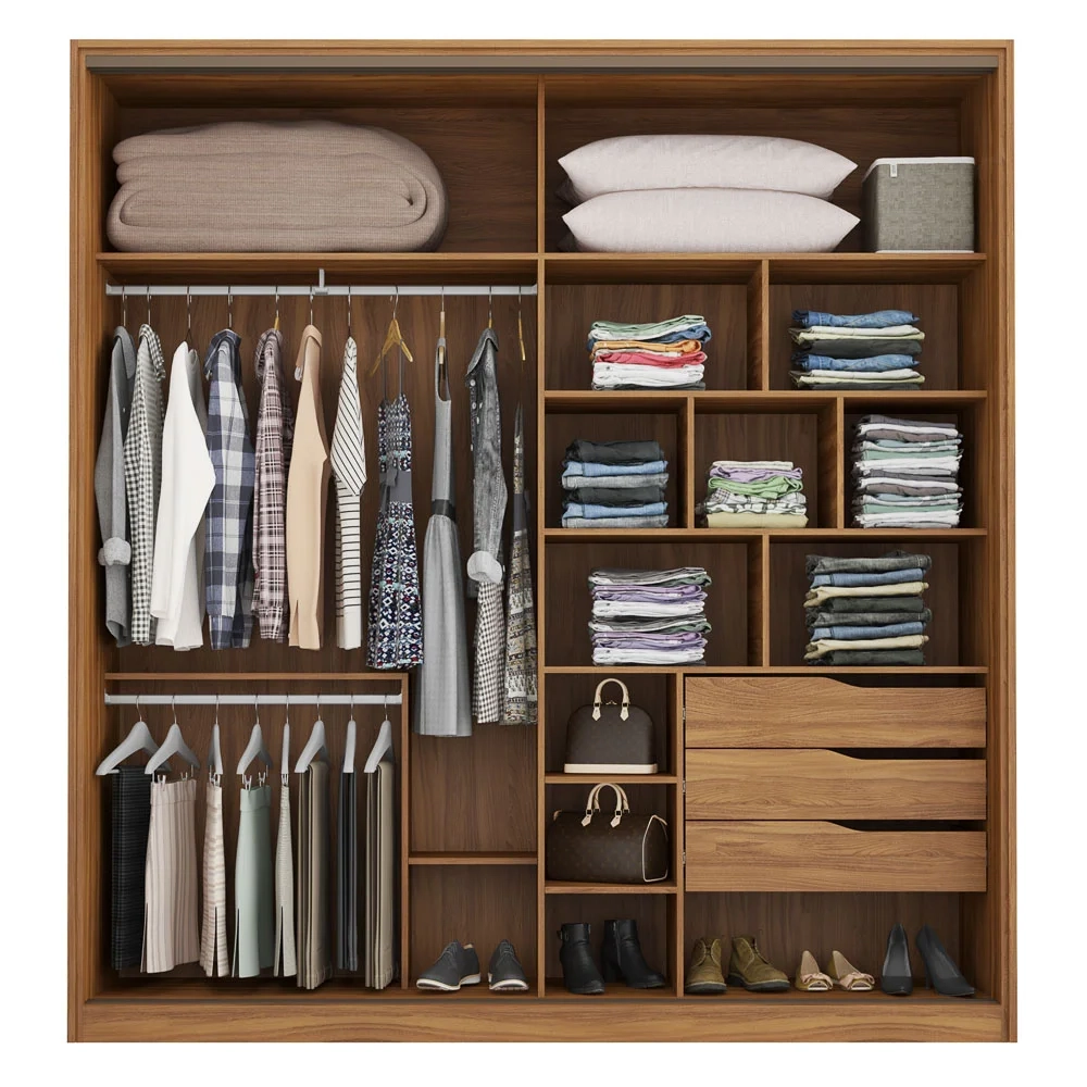 Guarda Roupa Casal 2 Portas 2 Com Espelhos 3 Gavetas Belga D02 Amendola Touch - Mpozenato