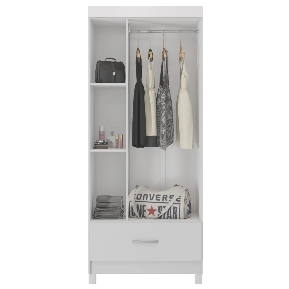 Guarda Roupa 3 Portas 1 Gaveta Prince D02 Branco - Mpozenato