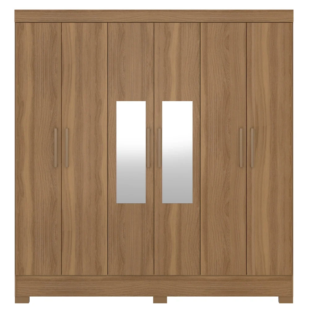 Guarda Roupa Casal 6 Portas com Espelho Elite 3 Gavetas Pratico D02 Amendola Touch - Mpozenato